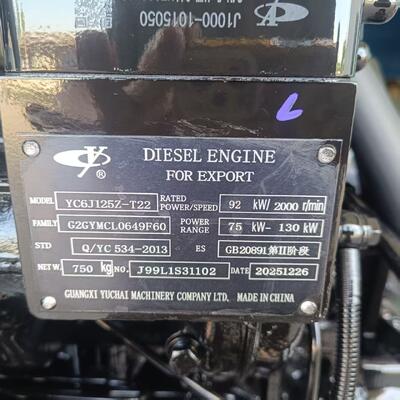 Yuchai YC6J125Z-T22 Diesel Engine For Liugong Wheel Loader CLG833、CLG835、ZL30E XCMG LW300KN、LW300F、LW300K 3 Ton Wheel Loader 